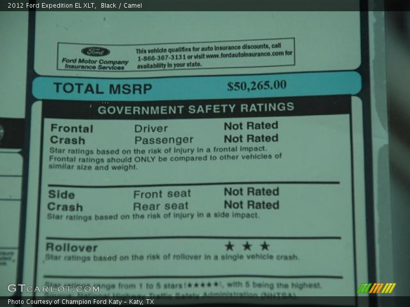 Black / Camel 2012 Ford Expedition EL XLT