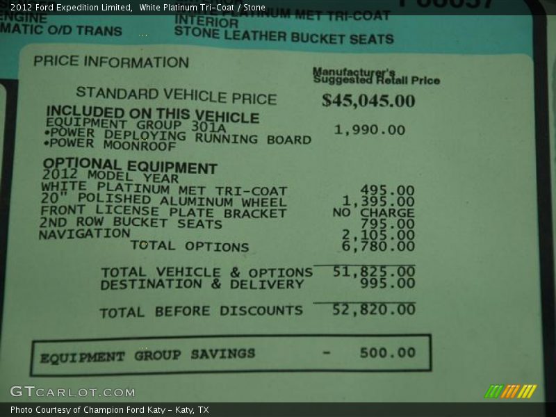  2012 Expedition Limited Window Sticker