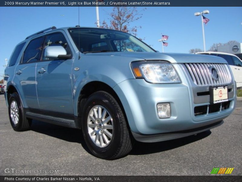 Light Ice Blue Metallic / Greystone Leather/Stone Alcantara 2009 Mercury Mariner Premier V6