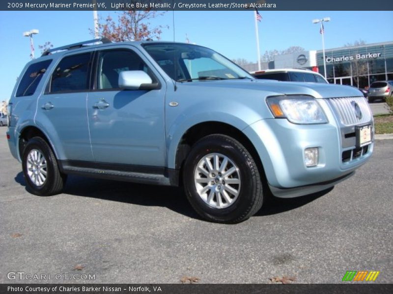 Light Ice Blue Metallic / Greystone Leather/Stone Alcantara 2009 Mercury Mariner Premier V6
