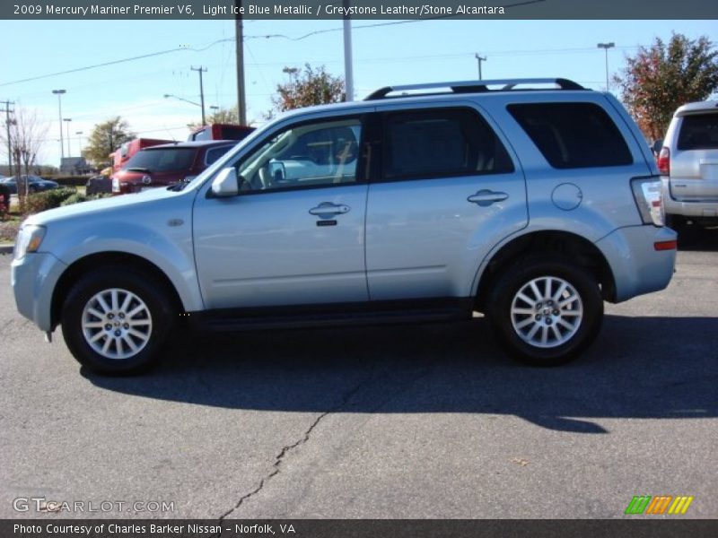 Light Ice Blue Metallic / Greystone Leather/Stone Alcantara 2009 Mercury Mariner Premier V6