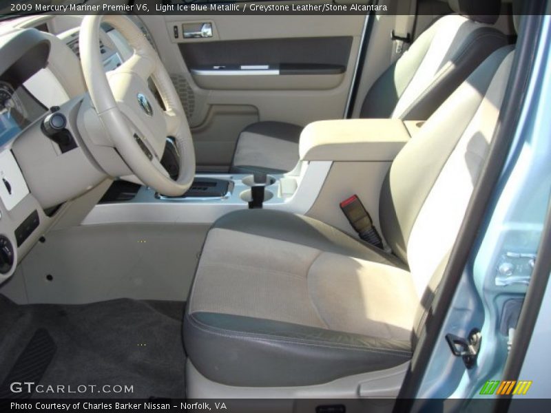 Light Ice Blue Metallic / Greystone Leather/Stone Alcantara 2009 Mercury Mariner Premier V6