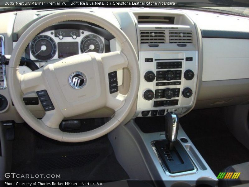 Light Ice Blue Metallic / Greystone Leather/Stone Alcantara 2009 Mercury Mariner Premier V6