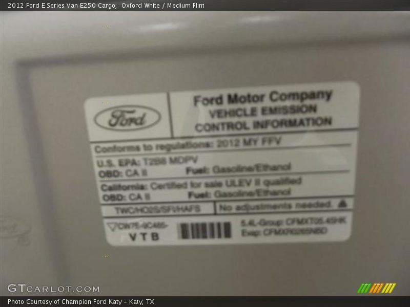 Oxford White / Medium Flint 2012 Ford E Series Van E250 Cargo