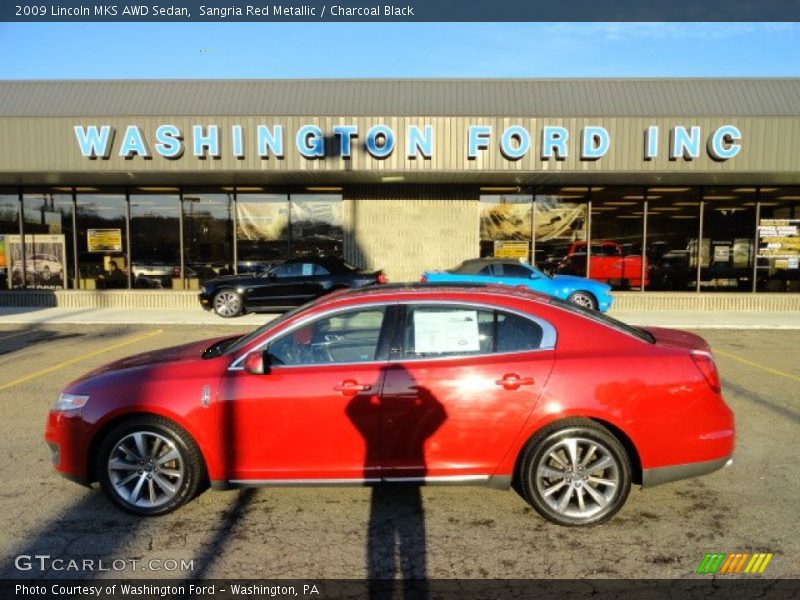 Sangria Red Metallic / Charcoal Black 2009 Lincoln MKS AWD Sedan