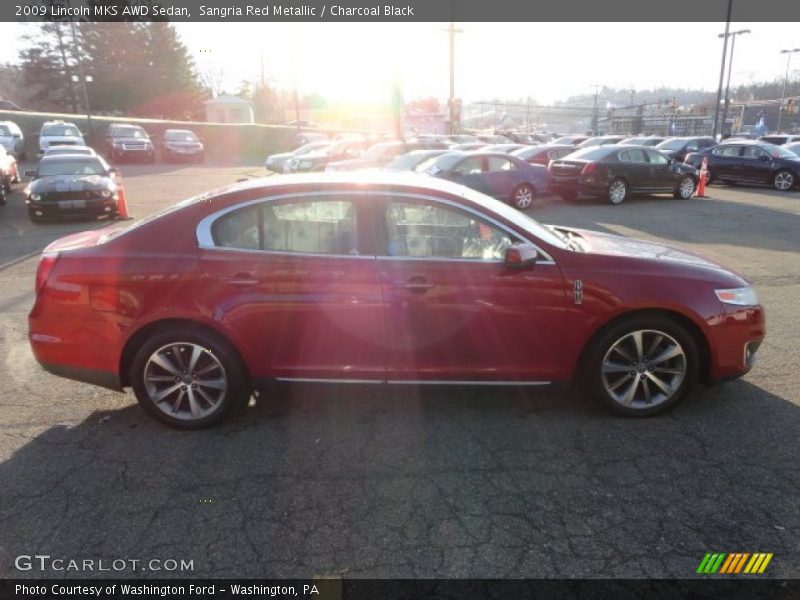 Sangria Red Metallic / Charcoal Black 2009 Lincoln MKS AWD Sedan