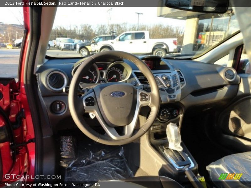 Red Candy Metallic / Charcoal Black 2012 Ford Fiesta SEL Sedan