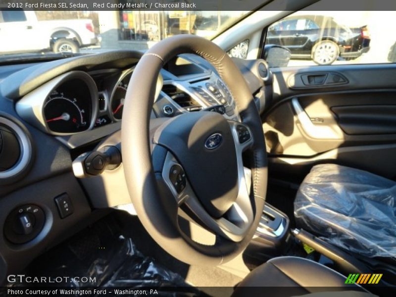 Red Candy Metallic / Charcoal Black 2012 Ford Fiesta SEL Sedan