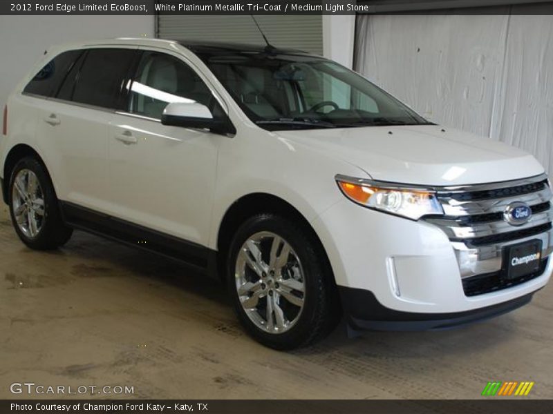 White Platinum Metallic Tri-Coat / Medium Light Stone 2012 Ford Edge Limited EcoBoost