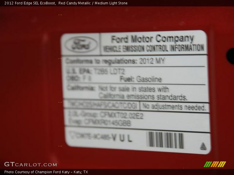 Red Candy Metallic / Medium Light Stone 2012 Ford Edge SEL EcoBoost