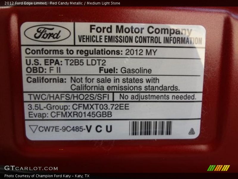 Red Candy Metallic / Medium Light Stone 2012 Ford Edge Limited