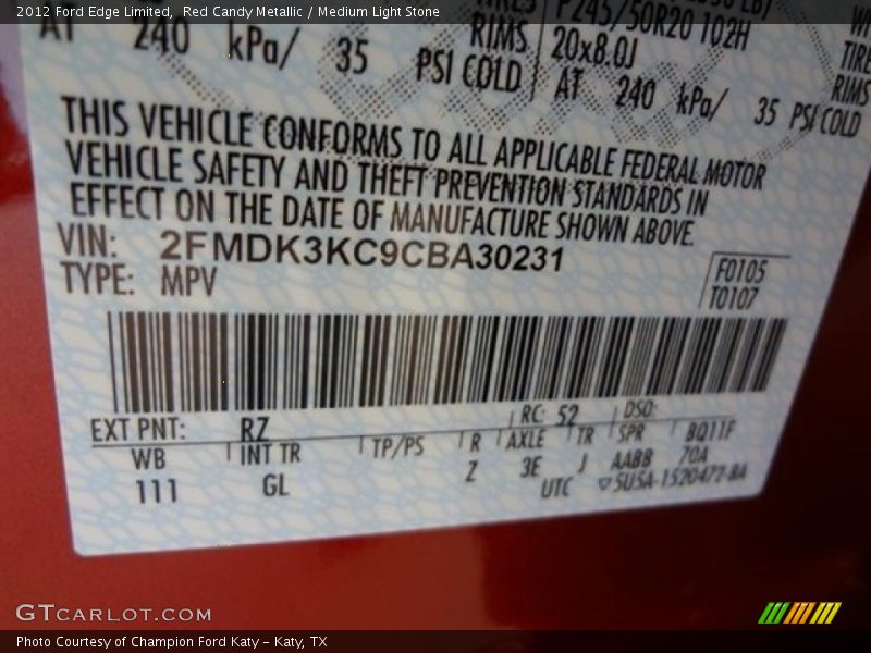 Red Candy Metallic / Medium Light Stone 2012 Ford Edge Limited