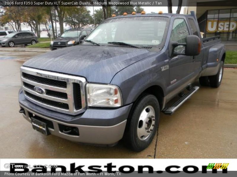 Medium Wedgewood Blue Metallic / Tan 2006 Ford F350 Super Duty XLT SuperCab Dually