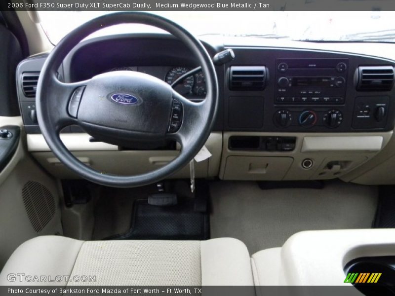 Medium Wedgewood Blue Metallic / Tan 2006 Ford F350 Super Duty XLT SuperCab Dually