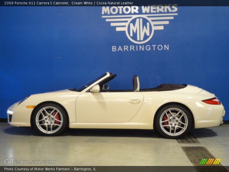 Cream White / Cocoa Natural Leather 2009 Porsche 911 Carrera S Cabriolet