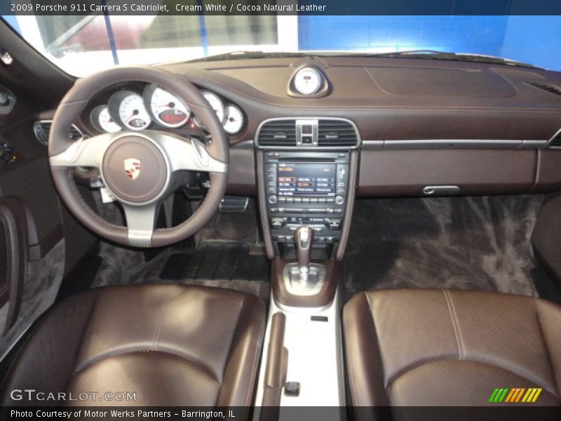 Cream White / Cocoa Natural Leather 2009 Porsche 911 Carrera S Cabriolet
