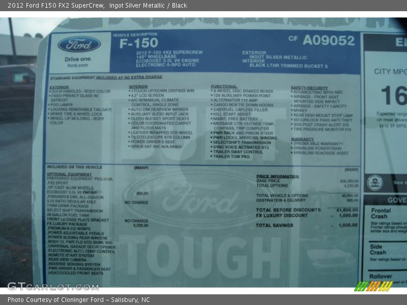  2012 F150 FX2 SuperCrew Window Sticker