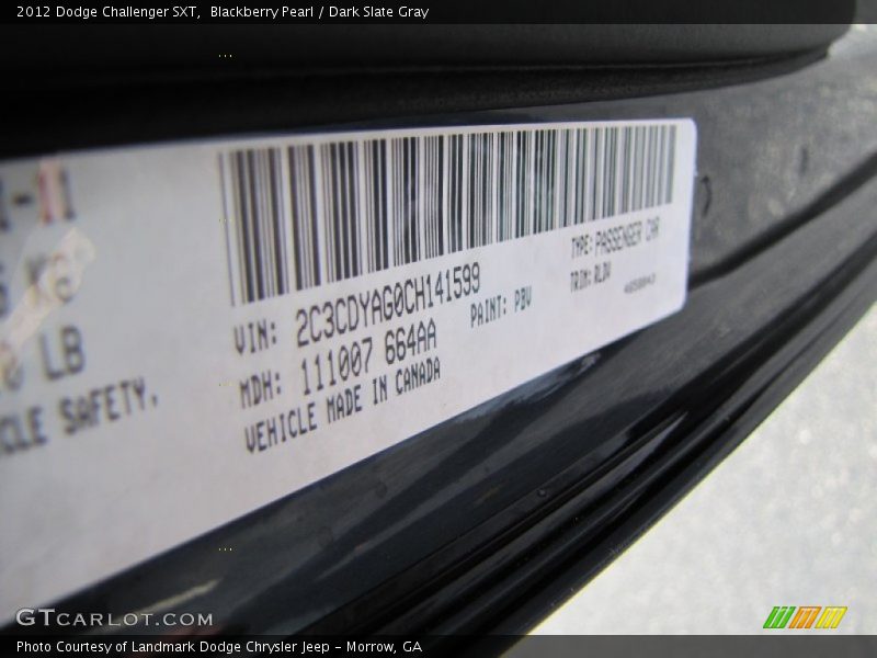 Blackberry Pearl / Dark Slate Gray 2012 Dodge Challenger SXT