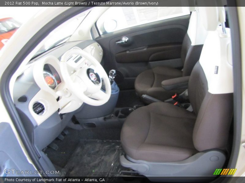  2012 500 Pop Tessuto Marrone/Avorio (Brown/Ivory) Interior