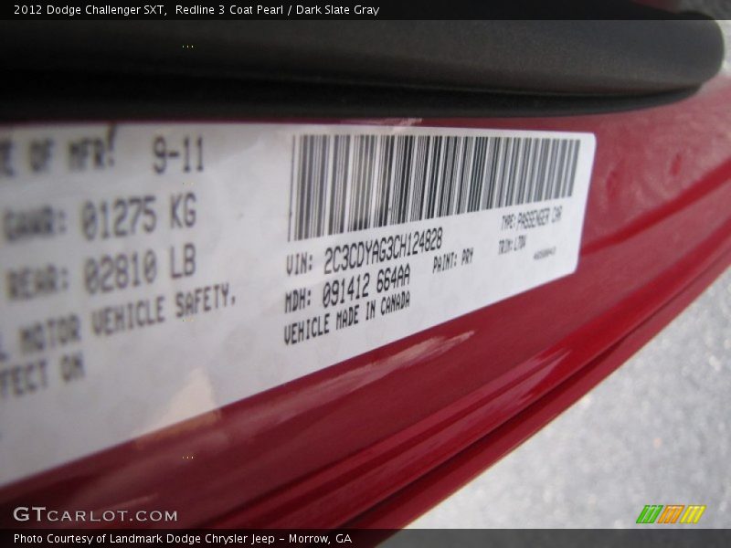 Redline 3 Coat Pearl / Dark Slate Gray 2012 Dodge Challenger SXT