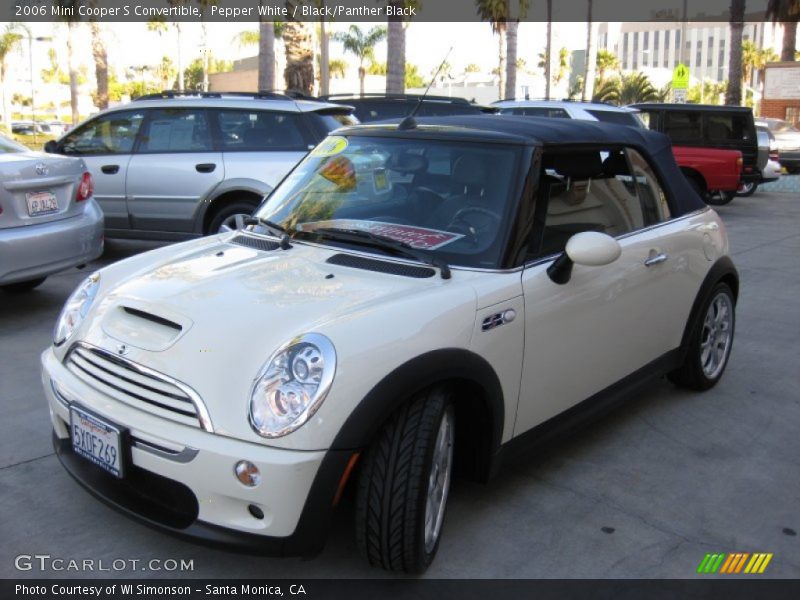 Pepper White / Black/Panther Black 2006 Mini Cooper S Convertible