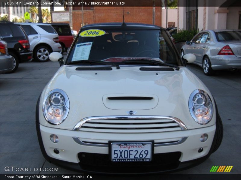 Pepper White / Black/Panther Black 2006 Mini Cooper S Convertible