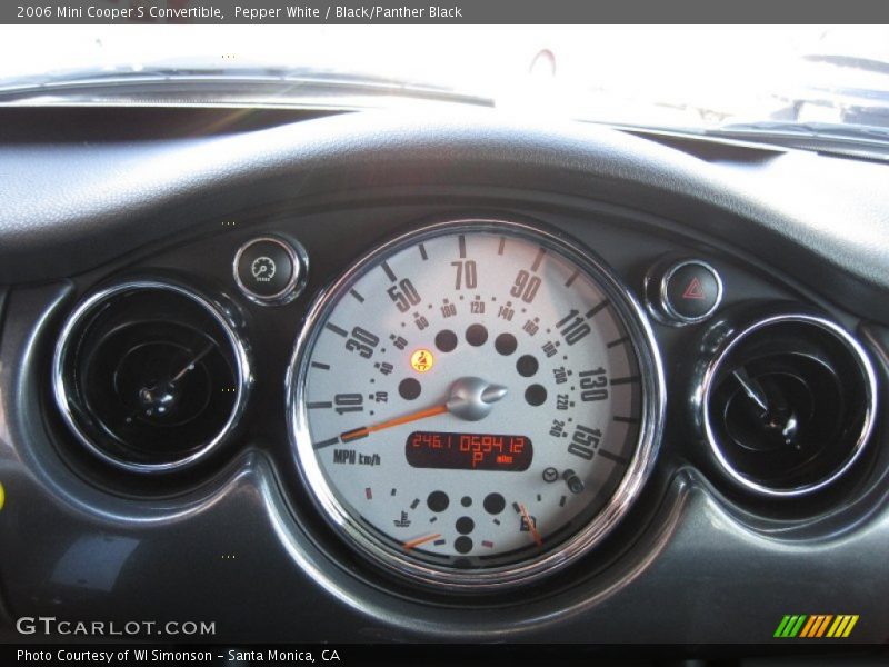 Pepper White / Black/Panther Black 2006 Mini Cooper S Convertible