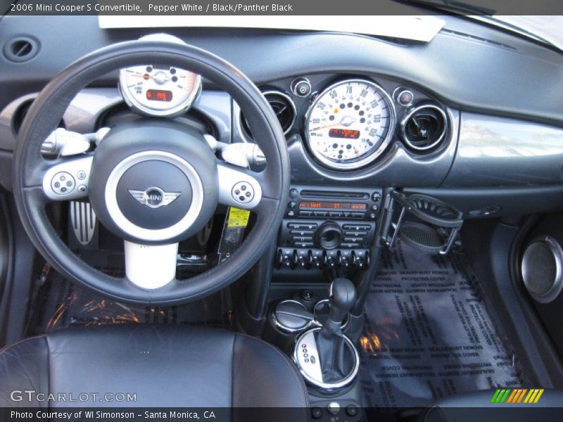 Pepper White / Black/Panther Black 2006 Mini Cooper S Convertible
