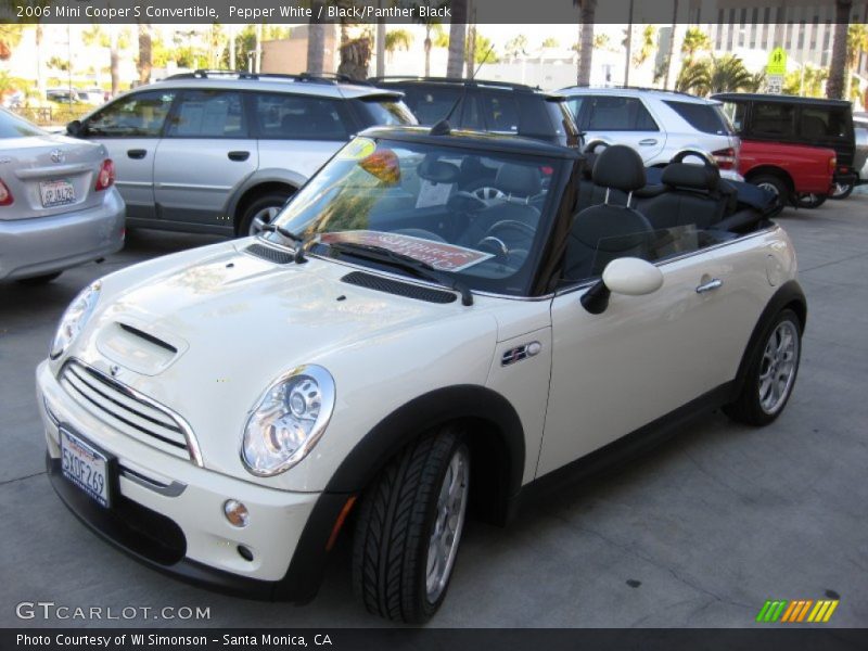 Pepper White / Black/Panther Black 2006 Mini Cooper S Convertible