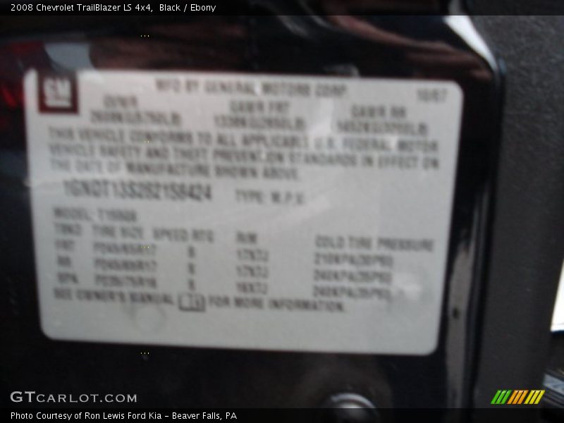 Black / Ebony 2008 Chevrolet TrailBlazer LS 4x4