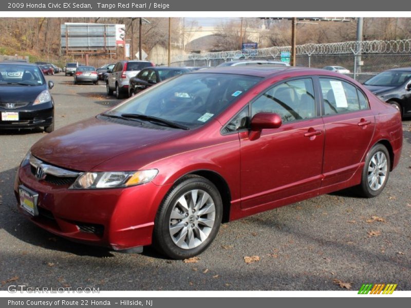 Tango Red Pearl / Beige 2009 Honda Civic EX Sedan