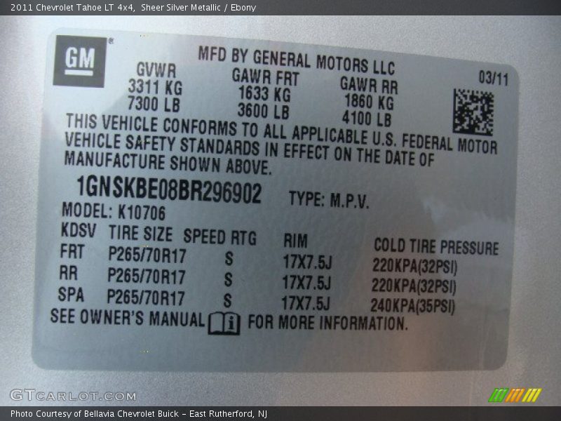 Sheer Silver Metallic / Ebony 2011 Chevrolet Tahoe LT 4x4