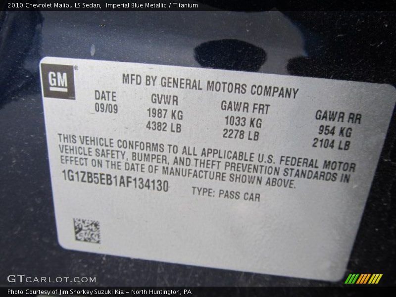 Imperial Blue Metallic / Titanium 2010 Chevrolet Malibu LS Sedan