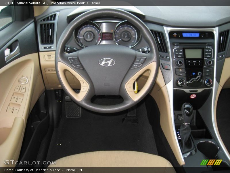 Porcelain White Pearl / Camel 2011 Hyundai Sonata GLS
