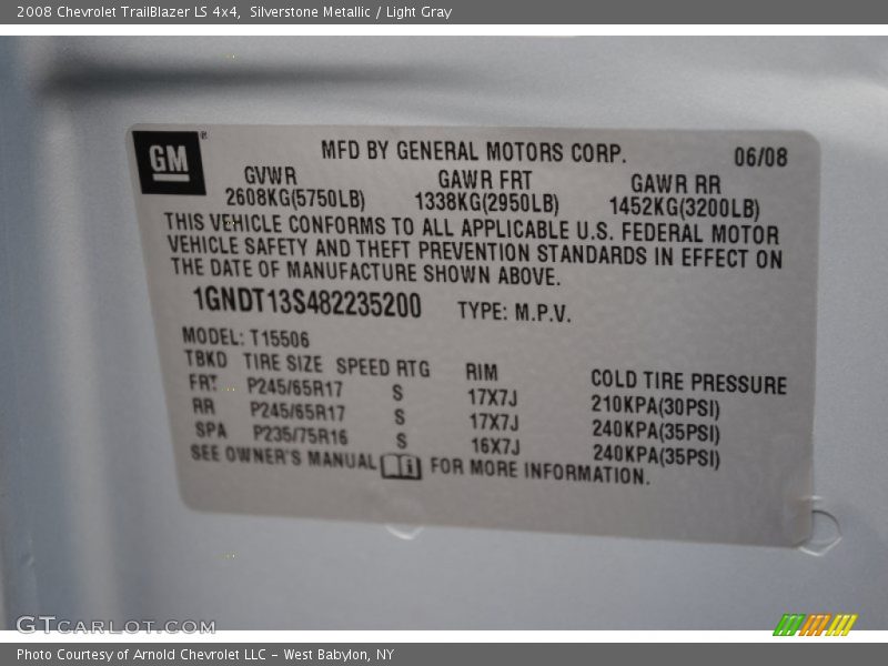 Silverstone Metallic / Light Gray 2008 Chevrolet TrailBlazer LS 4x4