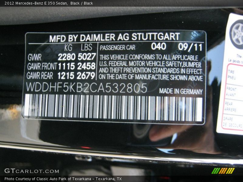 Black / Black 2012 Mercedes-Benz E 350 Sedan