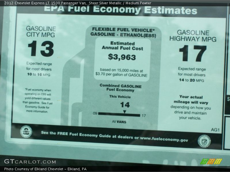 Sheer Silver Metallic / Medium Pewter 2012 Chevrolet Express LT 1500 Passenger Van