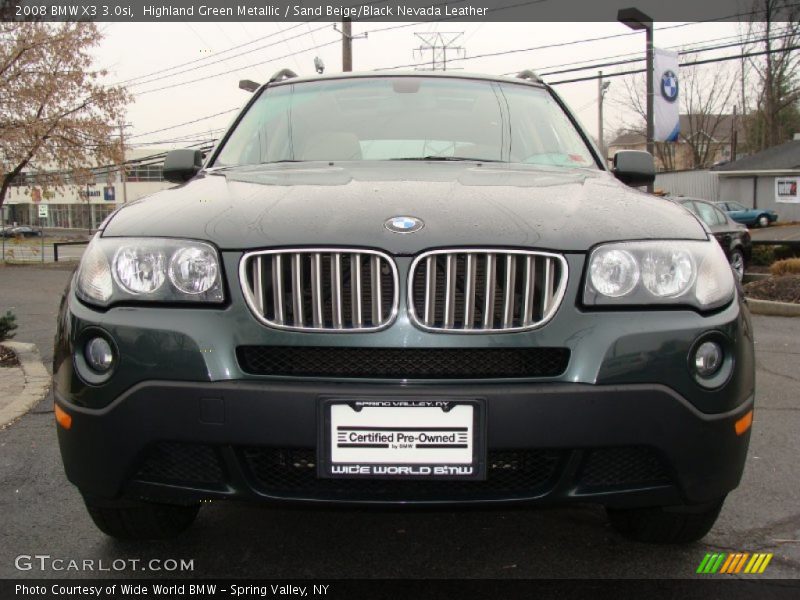 Highland Green Metallic / Sand Beige/Black Nevada Leather 2008 BMW X3 3.0si