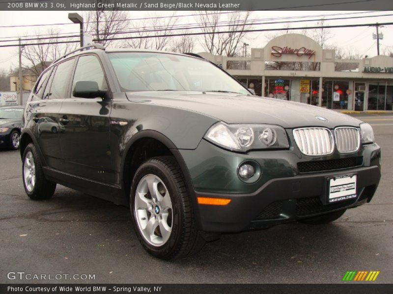Highland Green Metallic / Sand Beige/Black Nevada Leather 2008 BMW X3 3.0si
