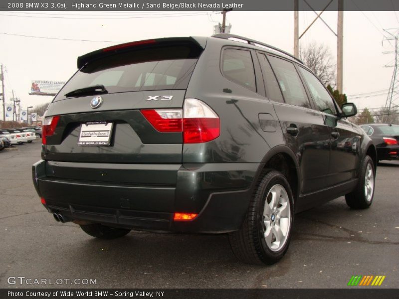 Highland Green Metallic / Sand Beige/Black Nevada Leather 2008 BMW X3 3.0si