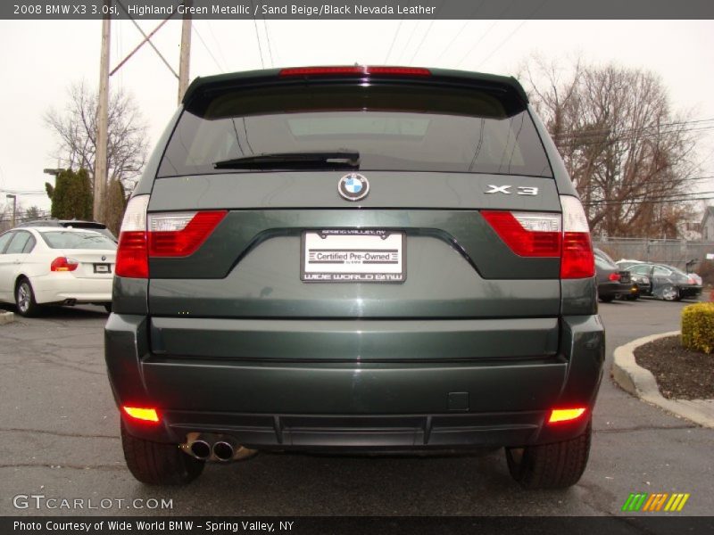 Highland Green Metallic / Sand Beige/Black Nevada Leather 2008 BMW X3 3.0si