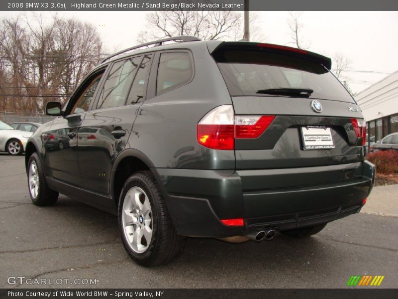 Highland Green Metallic / Sand Beige/Black Nevada Leather 2008 BMW X3 3.0si