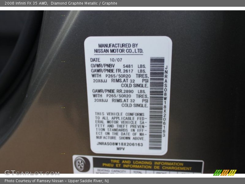 Diamond Graphite Metallic / Graphite 2008 Infiniti FX 35 AWD
