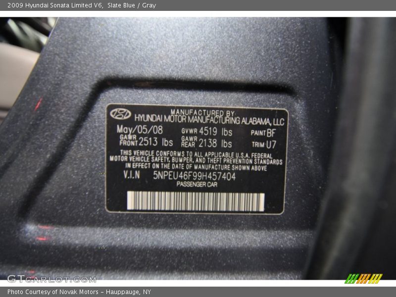 Slate Blue / Gray 2009 Hyundai Sonata Limited V6