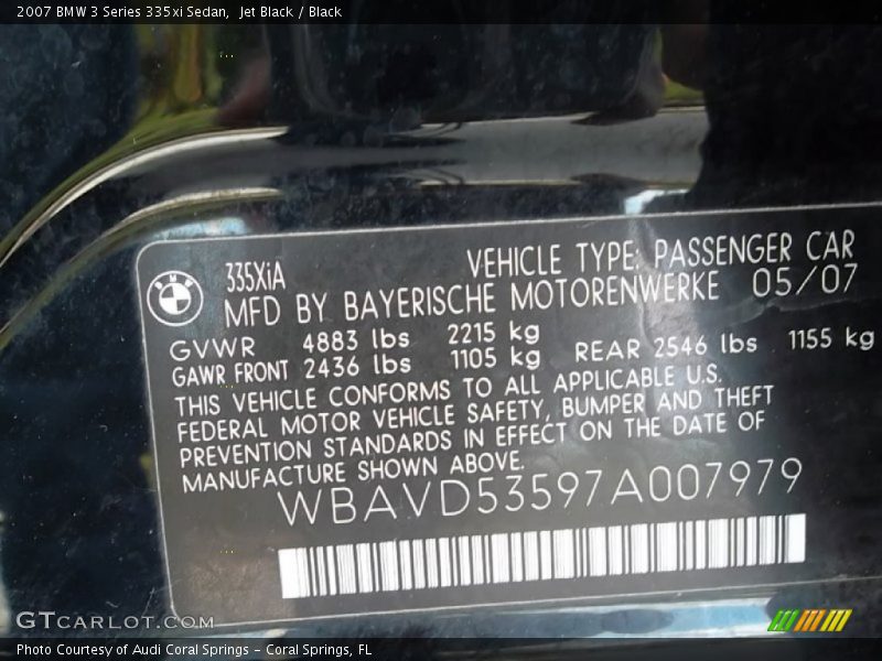 Jet Black / Black 2007 BMW 3 Series 335xi Sedan