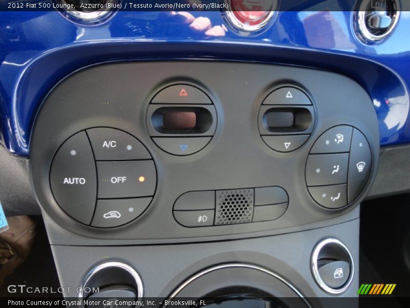 Azzurro (Blue) / Tessuto Avorio/Nero (Ivory/Black) 2012 Fiat 500 Lounge