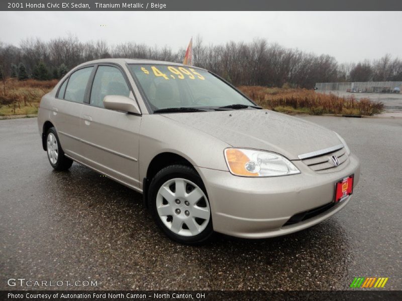 Titanium Metallic / Beige 2001 Honda Civic EX Sedan