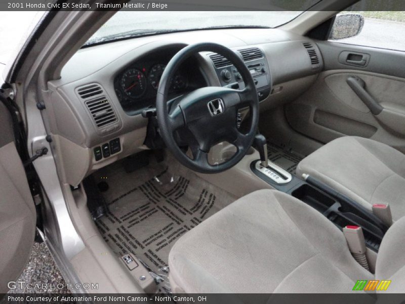Titanium Metallic / Beige 2001 Honda Civic EX Sedan