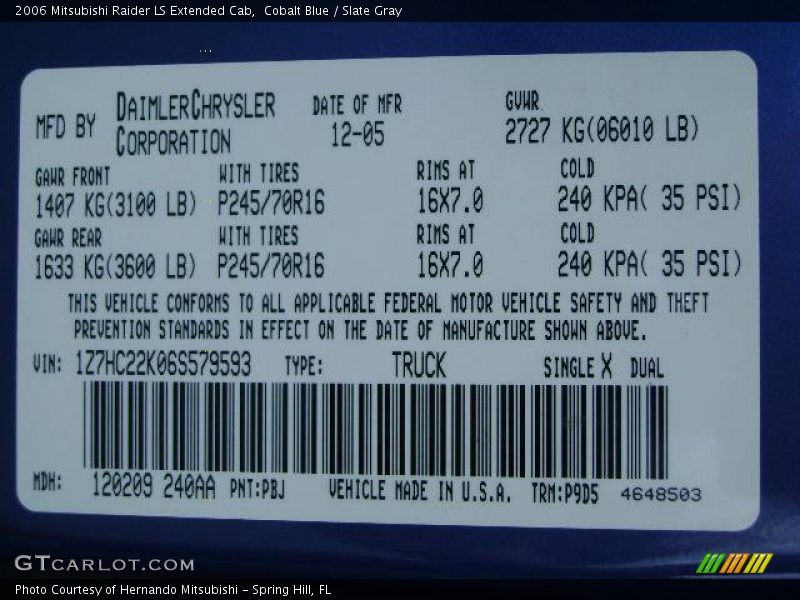 Cobalt Blue / Slate Gray 2006 Mitsubishi Raider LS Extended Cab