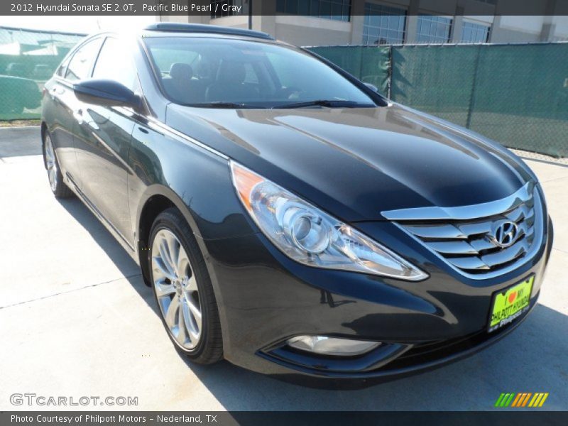 Pacific Blue Pearl / Gray 2012 Hyundai Sonata SE 2.0T